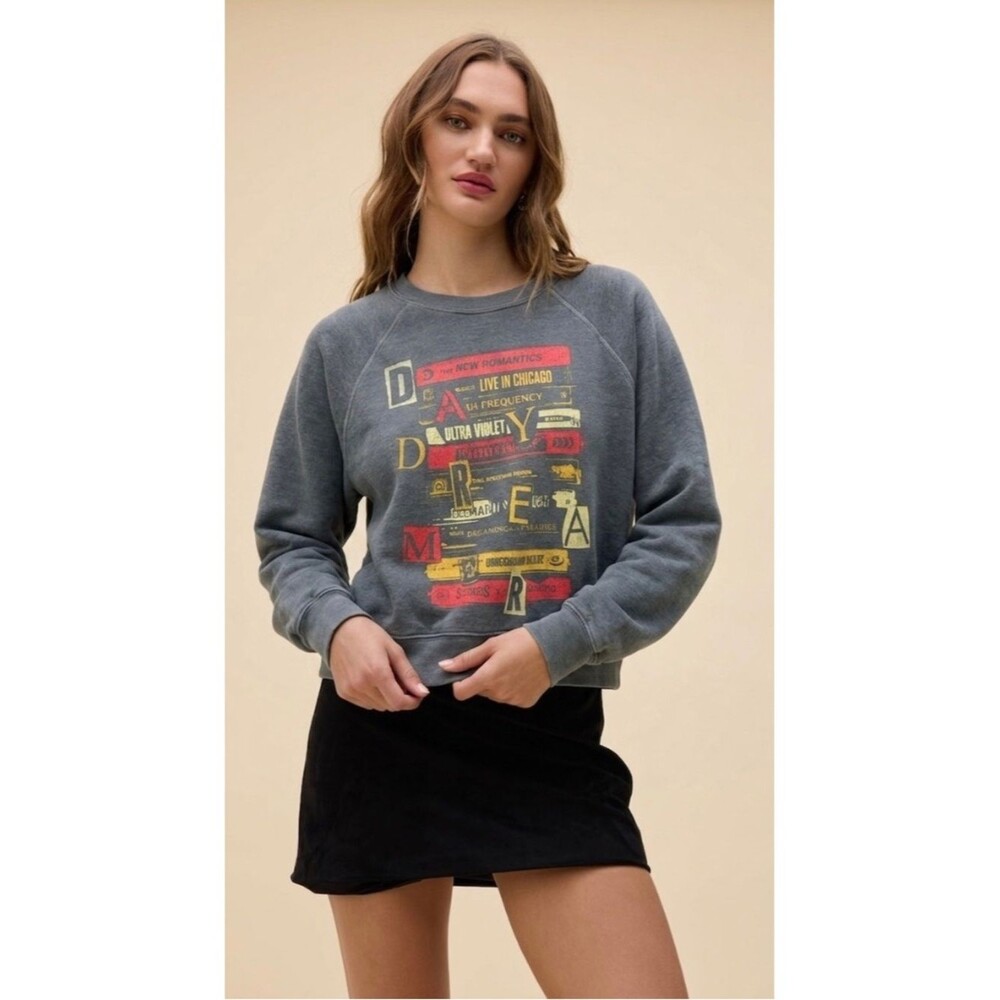 Daydreamer Music Head Shrunken Raglan Sweatshirt Size XS Green Gray
